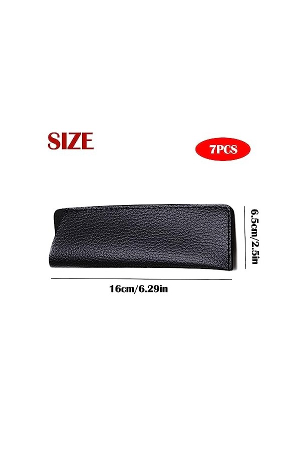 Ltsbaed Noir Étui Pour Lunettes de Soleil 7 Pièces Portable Doux Faux Cuir Étuis à Lunettes de Soleil Mode imperméable Étui à