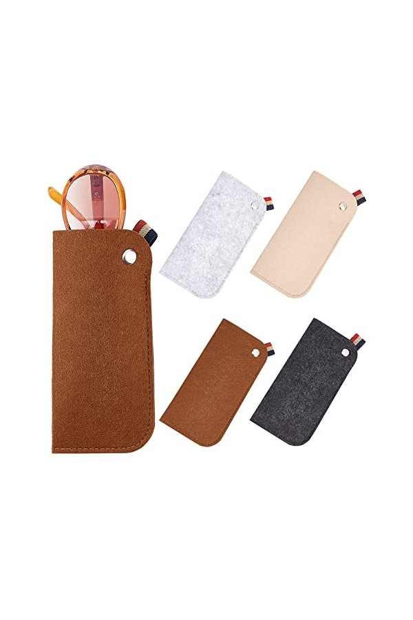 PandaHall 4pcs Étuis à Lunettes Souples, 4 Couleurs Étui à Lunettes en Feutre de Laine Demi-Slip Lunettes de Soleil Pochette 