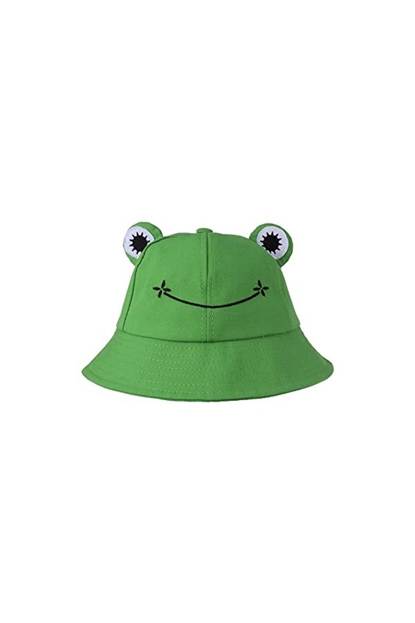 Bob mignon grenouille en coton chapeau de soleil à large bord chapeau de pêcheur pour adulte femme fille