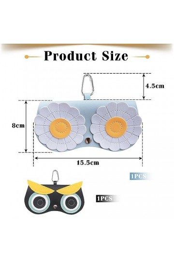 Irikdescia® Lot de 2 étuis à lunettes à suspendre - Style hibou - Fleur bleue - Portable