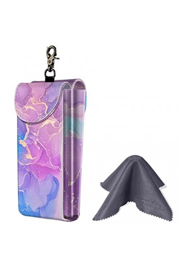 molshine Double étui à lunettes, pochette en cuir végétalien pour lunettes de soleil, lunettes avec chiffon de nettoyage Mar