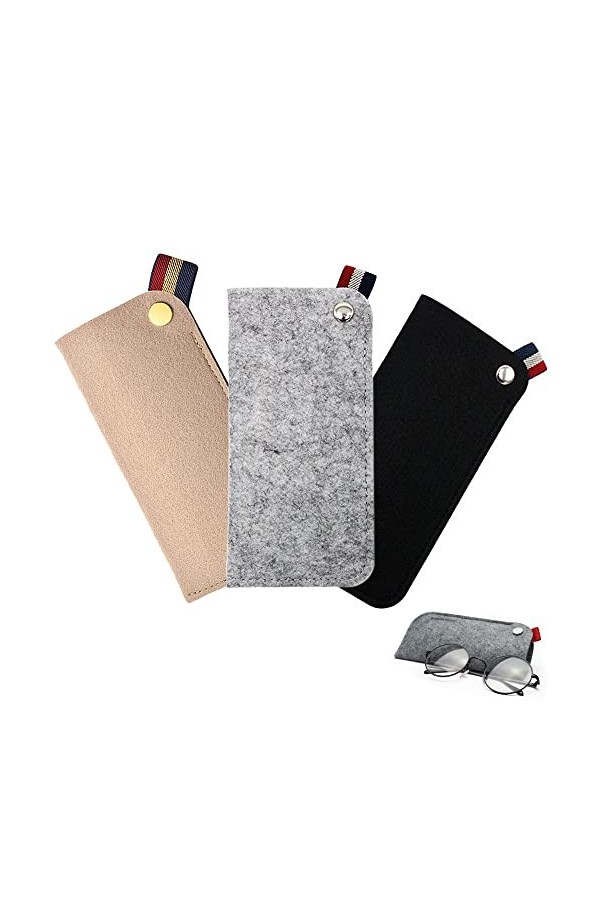 Zillary 3 Pièces Etui Lunettes Feutre, Étui à Lunettes Souple, Étui à Lunettes Portable Souple, Étui à Lunettes, pour Lunette