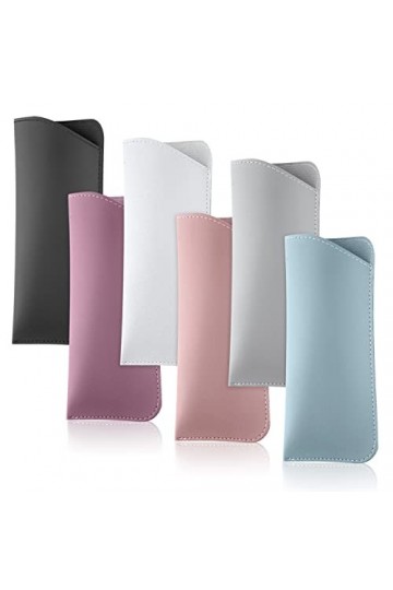 AIEX Étui à Lunettes Souple 17,8x7,6cm, 6pcs Étui à Lunettes en Cuir, Portable&nbsp;Étui&nbsp;à&nbsp;Lunettes de Soleil Souple&nbsp;Pochette en C