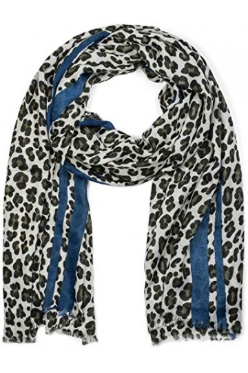 styleBREAKER Châle pour femme avec motif léopard, rayures colorées et franges, écharpe dhiver, étole, foulard 01017082, coul