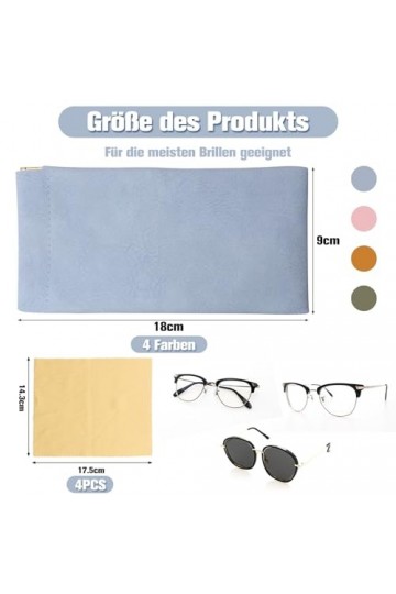 ZOCONE Lot de 4 sacs à lunettes de soleil souples en cuir synthétique avec 4 chiffons de nettoyage pour lunettes de soleil po