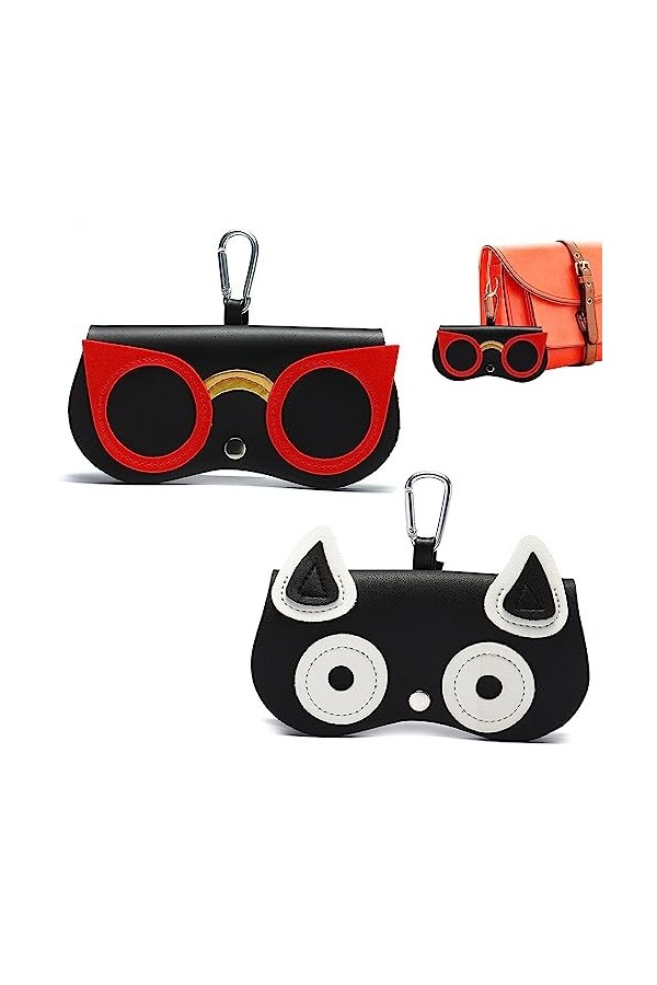 Bogoro 2 Pcs Etui à lunettes de soleil, Etui à lunettes portable en cuir, Étui À Lunettes Souple pour Femme, Étui À Lunettes 