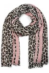 styleBREAKER Châle pour femme avec motif léopard, rayures colorées et franges, écharpe dhiver, étole, foulard 01017082, coul