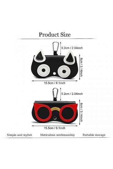 Bogoro 2 Pcs Etui à lunettes de soleil, Etui à lunettes portable en cuir, Étui À Lunettes Souple pour Femme, Étui À Lunettes 
