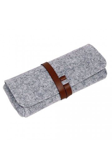 EQLEF HK00B3935 Étui à Lunettes de Soleil en Cuir synthétique avec lanières, Simili, Gris, 6,7 3 1,57inch