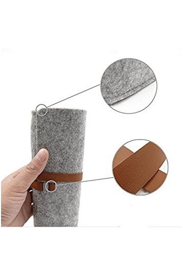 EQLEF HK00B3935 Étui à Lunettes de Soleil en Cuir synthétique avec lanières, Simili, Gris, 6,7 3 1,57inch