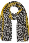 styleBREAKER Châle pour femme avec motif léopard, rayures colorées et franges, écharpe dhiver, étole, foulard 01017082, coul