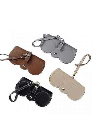 MAX COOK 4Pcs Sac à Lunettes de Soleil en Cuir Souple pour Femme Étui à Lunettes Souple Pochette Portable Mince pour Lunettes