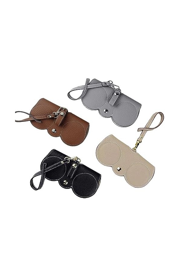 MAX COOK 4Pcs Sac à Lunettes de Soleil en Cuir Souple pour Femme Étui à Lunettes Souple Pochette Portable Mince pour Lunettes