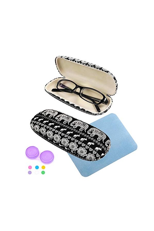 EQLEF Cas de lunettes, étui de protection de lunettes de stockage de lunettes avec impression déléphant mignon 1 
