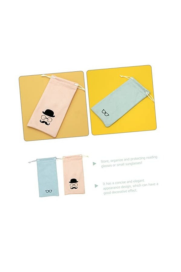 GOOHOCHY 2 Pièces Sac à Lunettes Pochette En Microfibre De Lunettes De Soleil Étuis à Lunettes Souples Sac De Voyage à Cordon