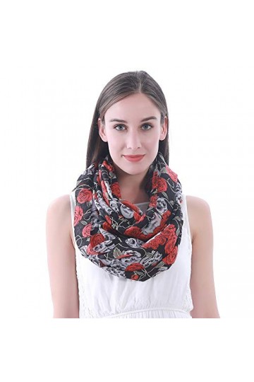 Lina & Lily écharpe tube snood à motif crâne et rose Noir 