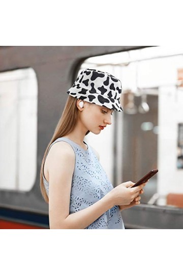 LUOEM Chapeau bob noir et blanc pour femme - Chapeau de protection solaire respirant pour lextérieur, noir/blanc