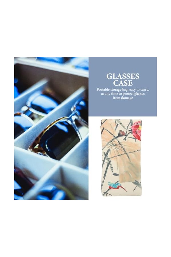 EXCEART À Lunettes Pour Lunettes De Soleil Sac À Lunettes En Cuir Souple De Style Chinois À Lunettes Portable Mince Pour Femm