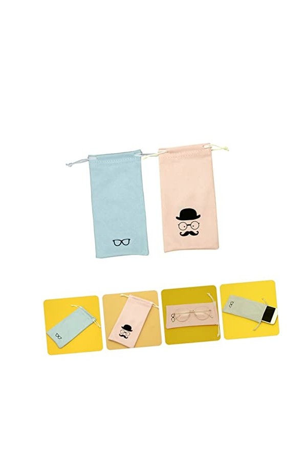 COOLHIYA 2 Pièces Sac à Lunettes Étui à Pochette Pour Étui Souple Pour Lunettes De Soleil Sac à Cordon De Jeu Anti-rayures Au