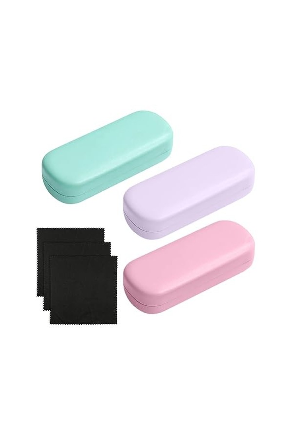 Étui À Lunettes 3 Pièces, Chiffon À Lunettes 3 Pièces, Étui À Lunettes Rigide, Étui De Protection Pour Lunettes, Lunettes De 