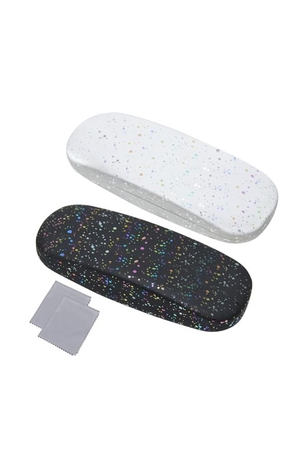 aurorayer Lot de 2 étuis à lunettes rigides pour femme - Avec chiffon de nettoyage - Ne convient pas aux lunettes de soleil, 