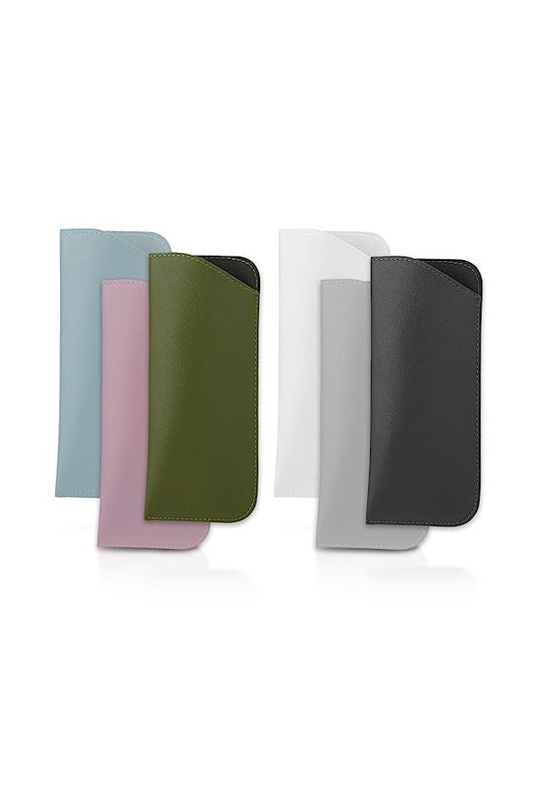 Ouligay Lot de 6 étuis à lunettes en cuir souple pour lunettes de soleil en cuir souple - Pour femmes, hommes, adultes et enf