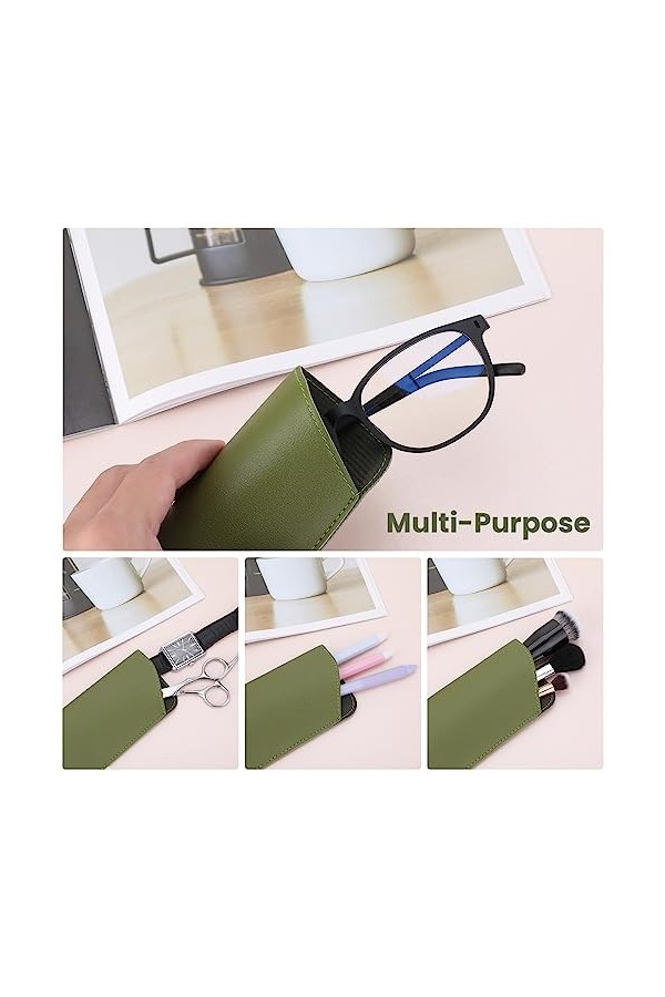 Ouligay Lot de 6 étuis à lunettes en cuir souple pour lunettes de soleil en cuir souple - Pour femmes, hommes, adultes et enf