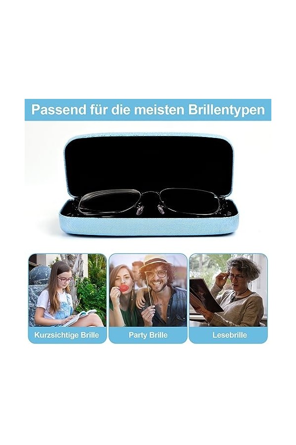 aurorayer Lot de 3 étuis à lunettes rigides portables pour femme avec chiffon de nettoyage pour ranger les lunettes, Rose, bl
