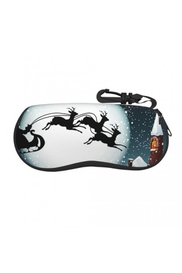 ESASAM Étui à lunettes de Noël avec motif cerf et Père Noël – Ultra léger, durable et portable – Parfait pour la maison, la v
