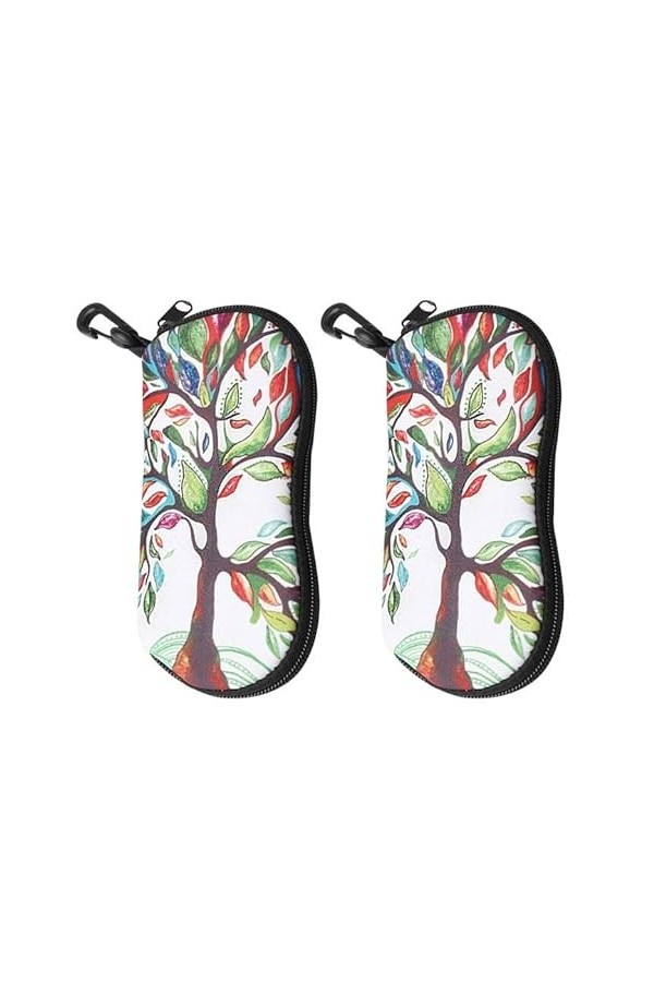 EUPSIIU 2 Pièces étui à Lunettes de Soleil Souple, Pochette à Lunettes en Néoprène avec Fermeture éclair, Sac à Lunettes Port