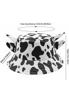 HUKTOR Chapeau bob unisexe imprimé vache en coton avec oreilles de corne mignonnes pour lété, la plage, le soleil, le pêcheu