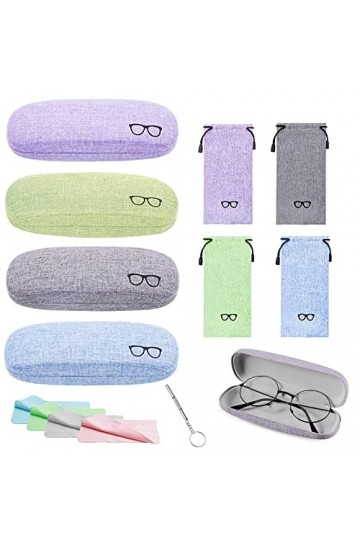 gvivej Étui à Lunettes, 4 Pièces Étui à Lunettes en Lin, Avec 4 Couleurs De Sac Et Chiffon De Nettoyage, 1 Pièce De Tournevis