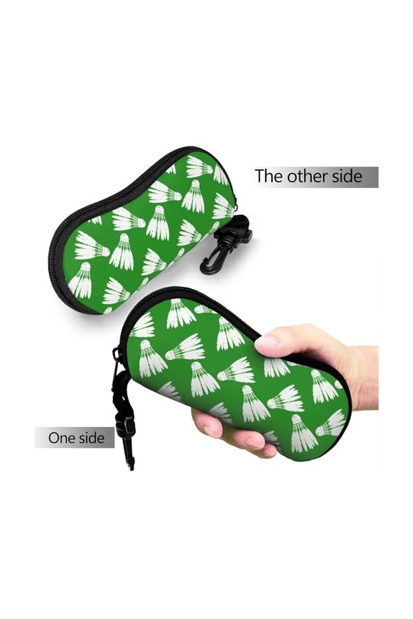 FGDDKCV Étui à lunettes de badminton souple avec fermeture éclair et mousqueton à clé pour homme et femme, Badminton, taille 