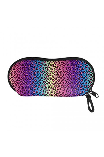 HUIACONG Étui à lunettes souple avec fermeture éclair et clip, Imprimé léopard fluo., taille unique