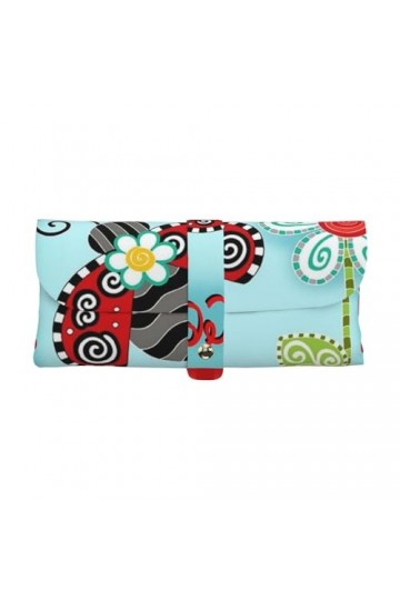 Jmorco Étui à lunettes en cuir avec motif feuilles deucalyptus - Sac de rangement souple pour homme et femme, Ladybug Flower