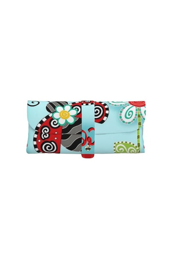Jmorco Étui à lunettes en cuir avec motif feuilles deucalyptus - Sac de rangement souple pour homme et femme, Ladybug Flower