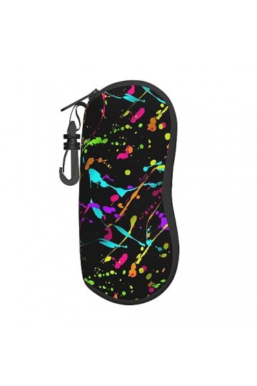 FGDDKCV Étui à lunettes fluo phosphorescent avec fermeture éclair et mousqueton pour homme et femme, Phosphorescent Fluo, tai