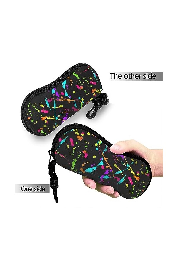 FGDDKCV Étui à lunettes fluo phosphorescent avec fermeture éclair et mousqueton pour homme et femme, Phosphorescent Fluo, tai