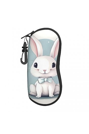 ZISHAK Dog Bones Étui de protection pour lunettes unisexe Motif empreintes de pattes, Joli imprimé lapin blanc, taille unique