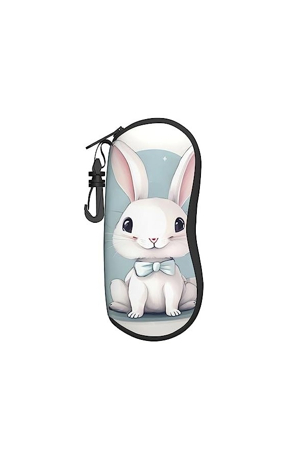 ZISHAK Dog Bones Étui de protection pour lunettes unisexe Motif empreintes de pattes, Joli imprimé lapin blanc, taille unique