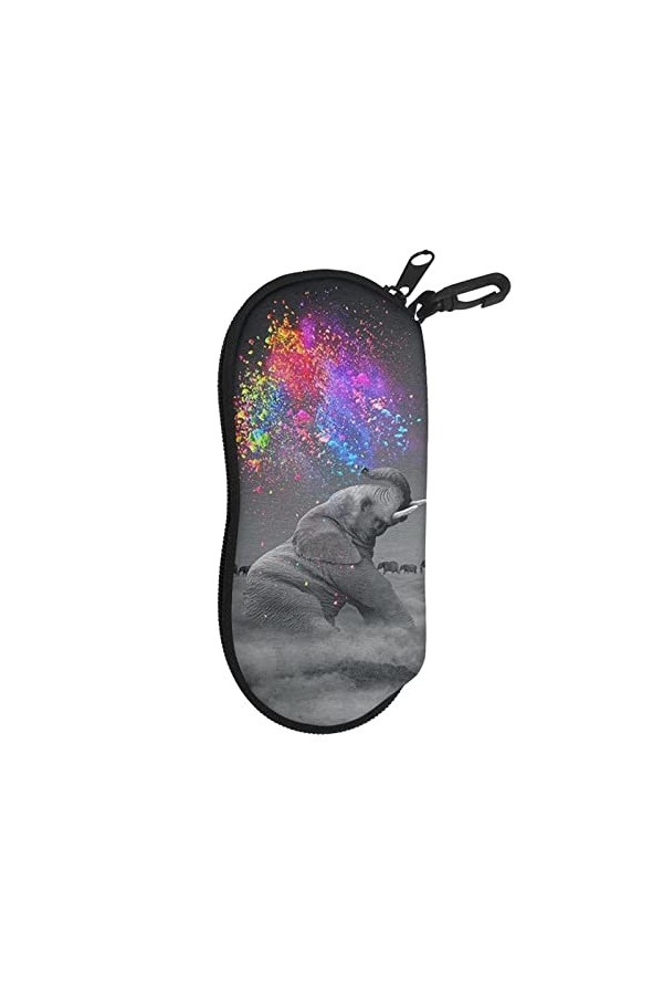 HUIACONG Étui à lunettes souple avec clip et fermeture éclair, Loup bleu rouge flamme, taille unique