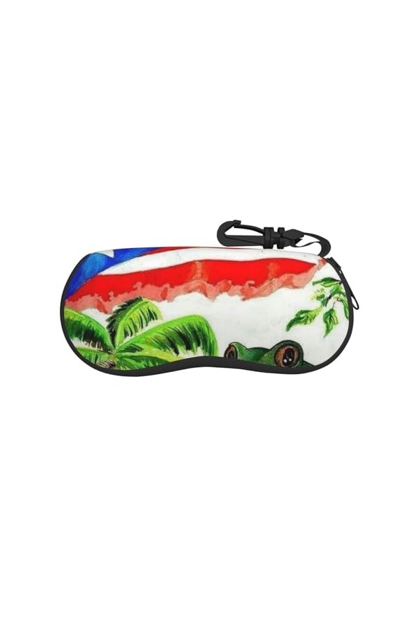 JONGYA Étui à lunettes portable léger et portable avec drapeau de Porto Rico - Protection de lunettes douce et durable, idéal