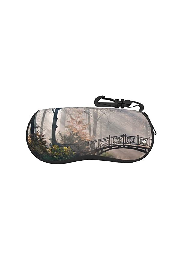 SATUSA Étui à lunettes à fermeture éclair avec imprimé paysage, pochette souple pour lunettes de soleil, étui à lunettes de v