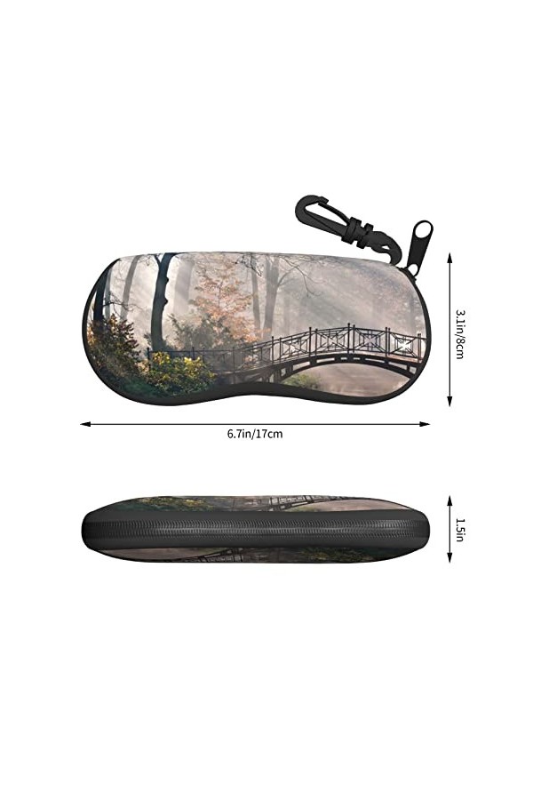 SATUSA Étui à lunettes à fermeture éclair avec imprimé paysage, pochette souple pour lunettes de soleil, étui à lunettes de v