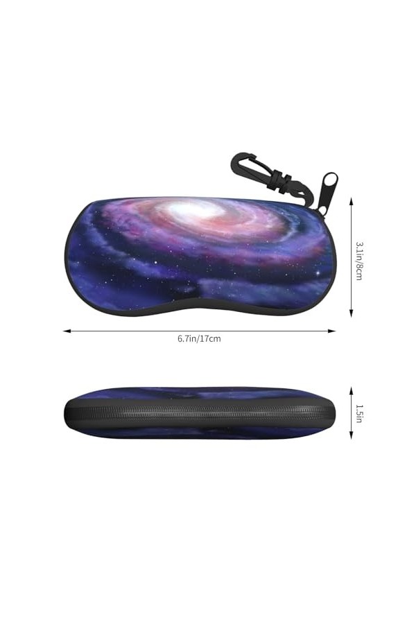 SATUSA Étui à lunettes avec fermeture éclair, pochette souple pour lunettes de soleil, étui de voyage portable avec clip pour