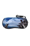 SATUSA Étui à lunettes à fermeture éclair imprimé pingouin, pochette souple pour lunettes de soleil, étui de voyage portable 