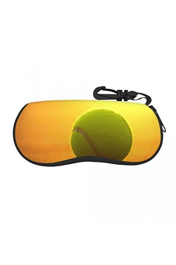 SATUSA Étui à lunettes à fermeture éclair avec imprimé balle de tennis, pochette souple pour lunettes de soleil, étui de voya