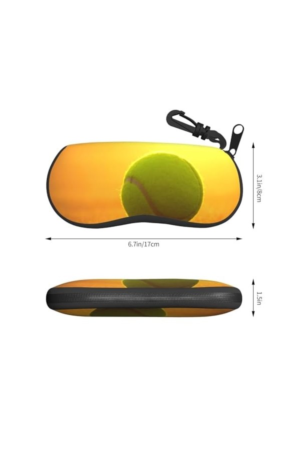 SATUSA Étui à lunettes à fermeture éclair avec imprimé balle de tennis, pochette souple pour lunettes de soleil, étui de voya