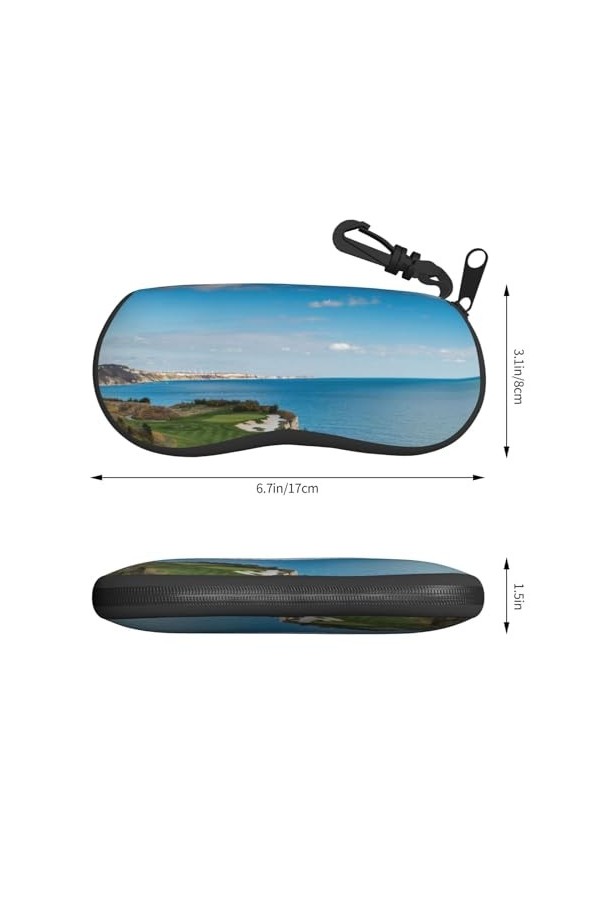 SATUSA Étui à lunettes avec fermeture éclair, pochette souple pour lunettes de soleil, étui de voyage portable avec clip pour