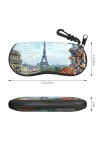Street In Paris Town Étui à lunettes avec fermeture éclair, pochette souple pour lunettes de soleil, étui de voyage portable 